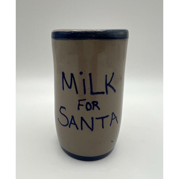 Beaumont Brothers Pottery BBP Salt Glazed Milk for Santa Christmas Cup 5” Signed - Picture 1 of 9